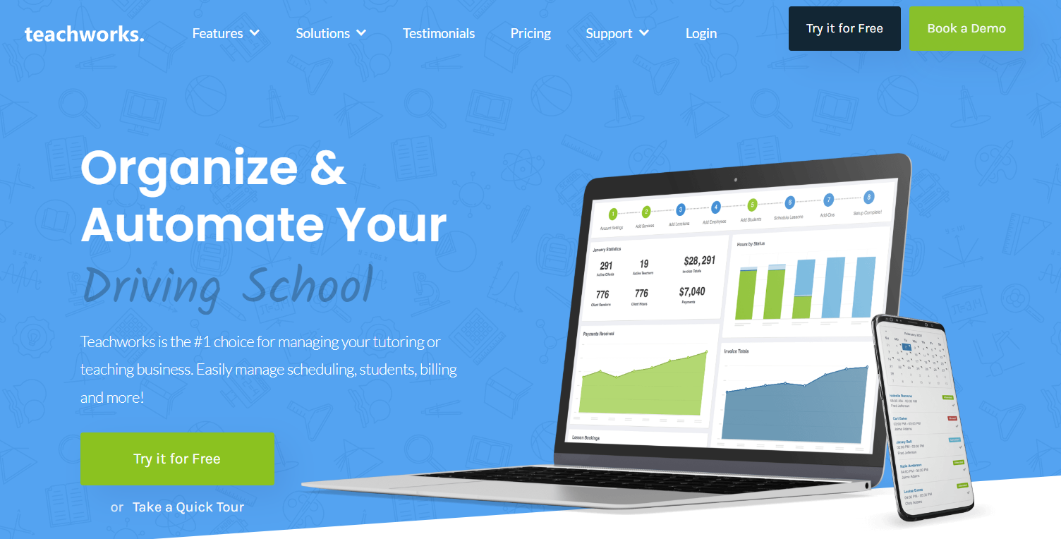 Teachworks homepage screenshot